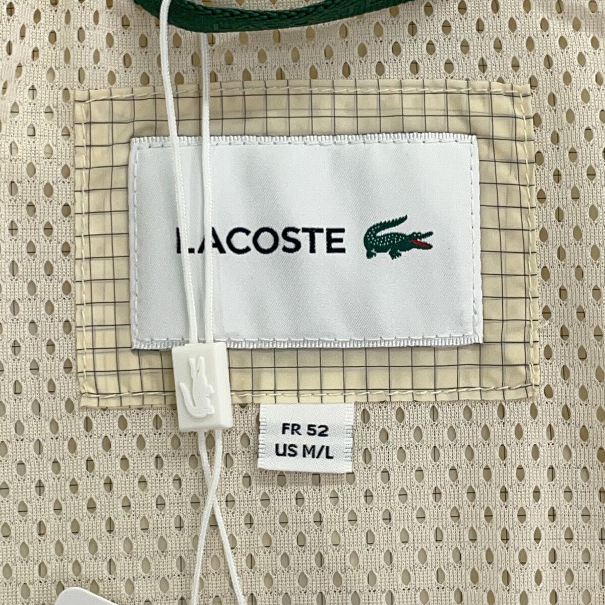 Lacoste ラコステ BH0122-99 ベージュ グリッドナイロンジップアップ