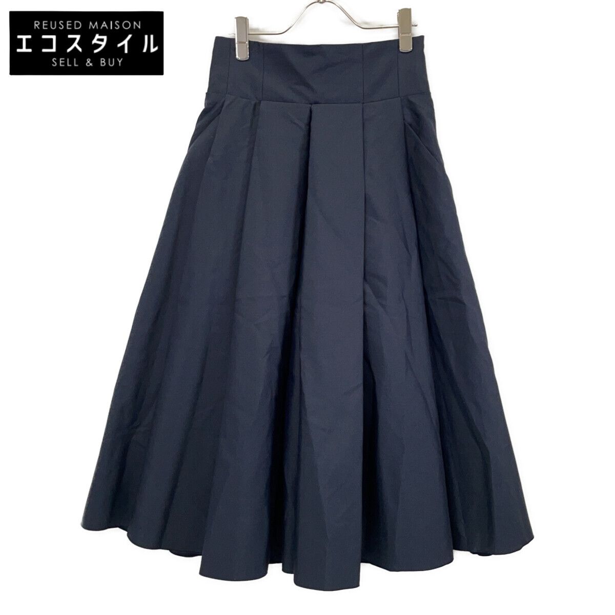 ADORE　アドーア　531-2120509 ネイビー フォルムドコットンタックフレアスカート　38