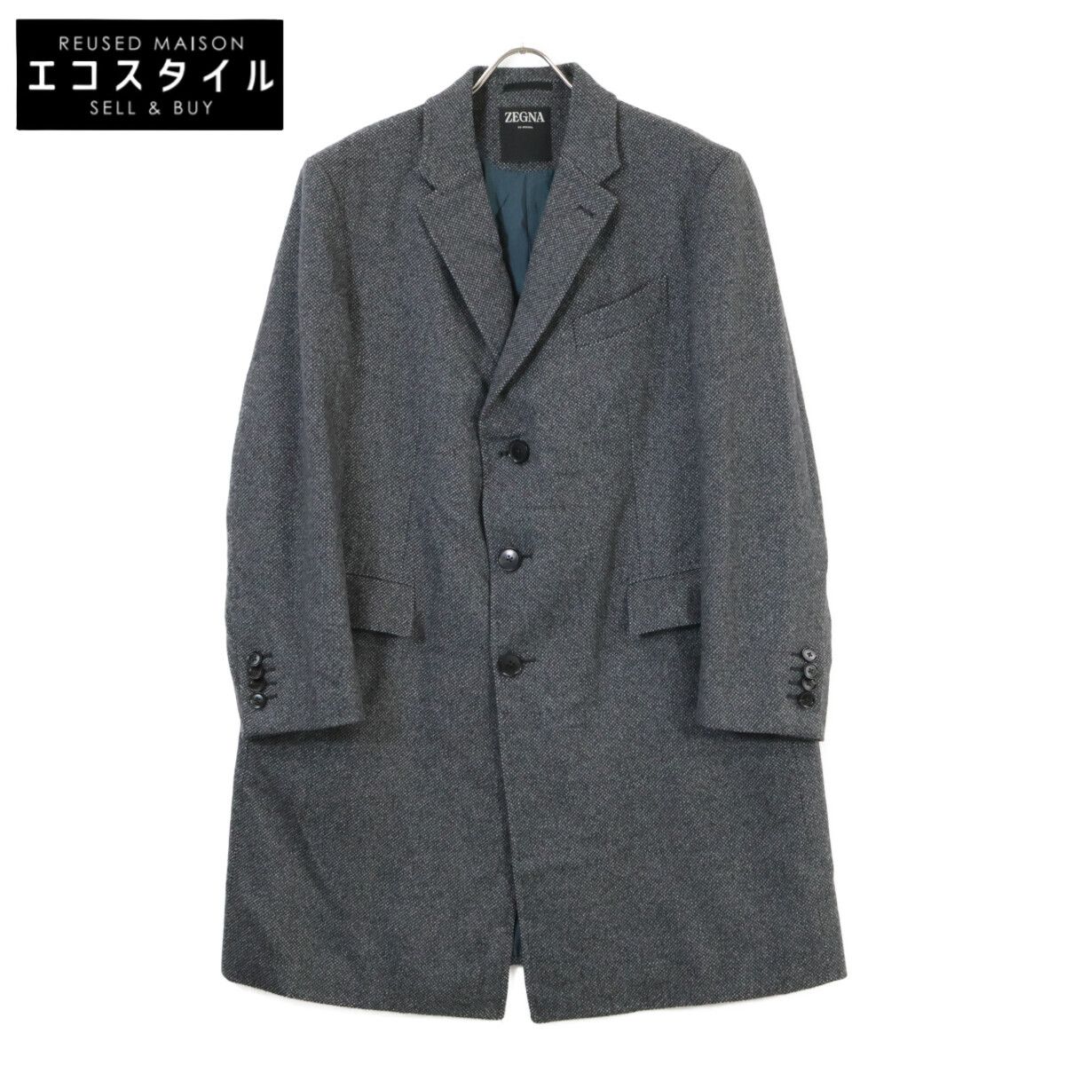 Zegna　ゼニア　グレー カシミヤウール チェスターコート　54