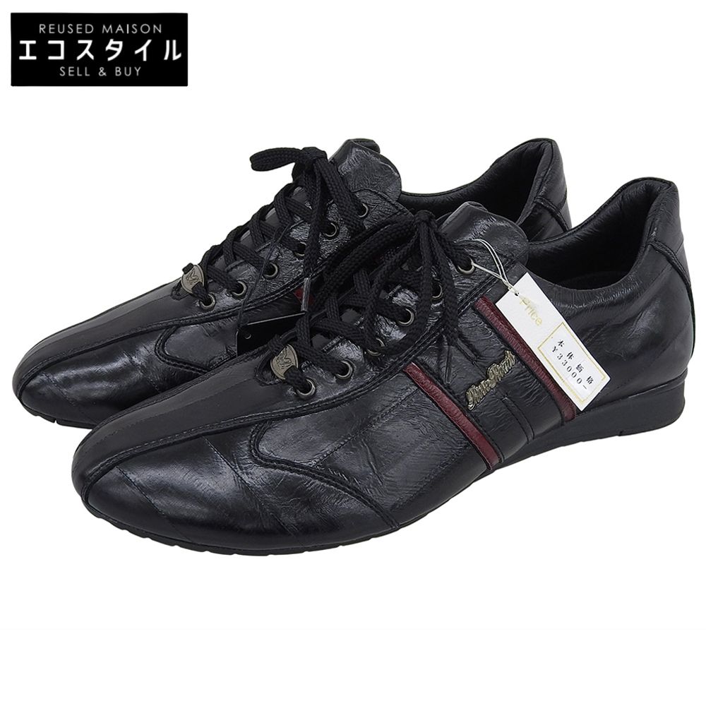 ROSE ROADS　ローズローズ　新品同様 ライン イールレザー イールスキン スニーカー シューズ メンズ ブラック 26 1/2　25.5