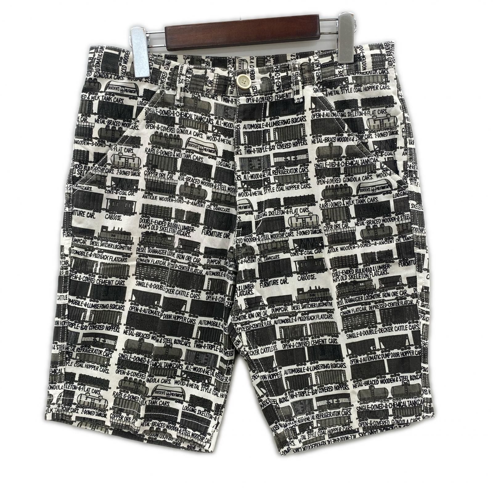 COMME des GARCONS S16164 総柄 ハーフパンツ sizeS/ブラック系×ホワイト