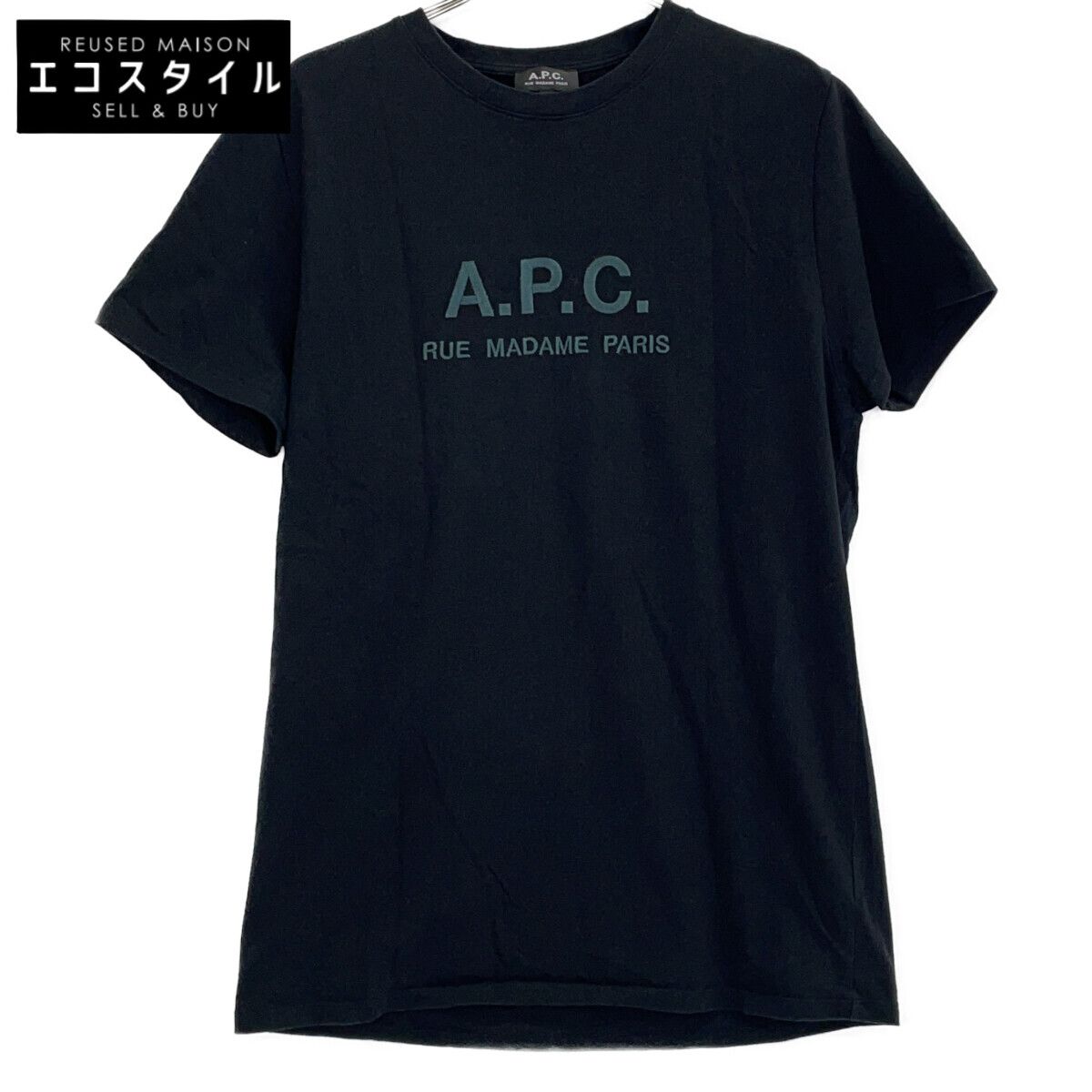 A.P.C.　アーペーセー　フリークスストア別注 24233-1-96751 ブラック ビッグシルエット RUE MADAME TEE　L
