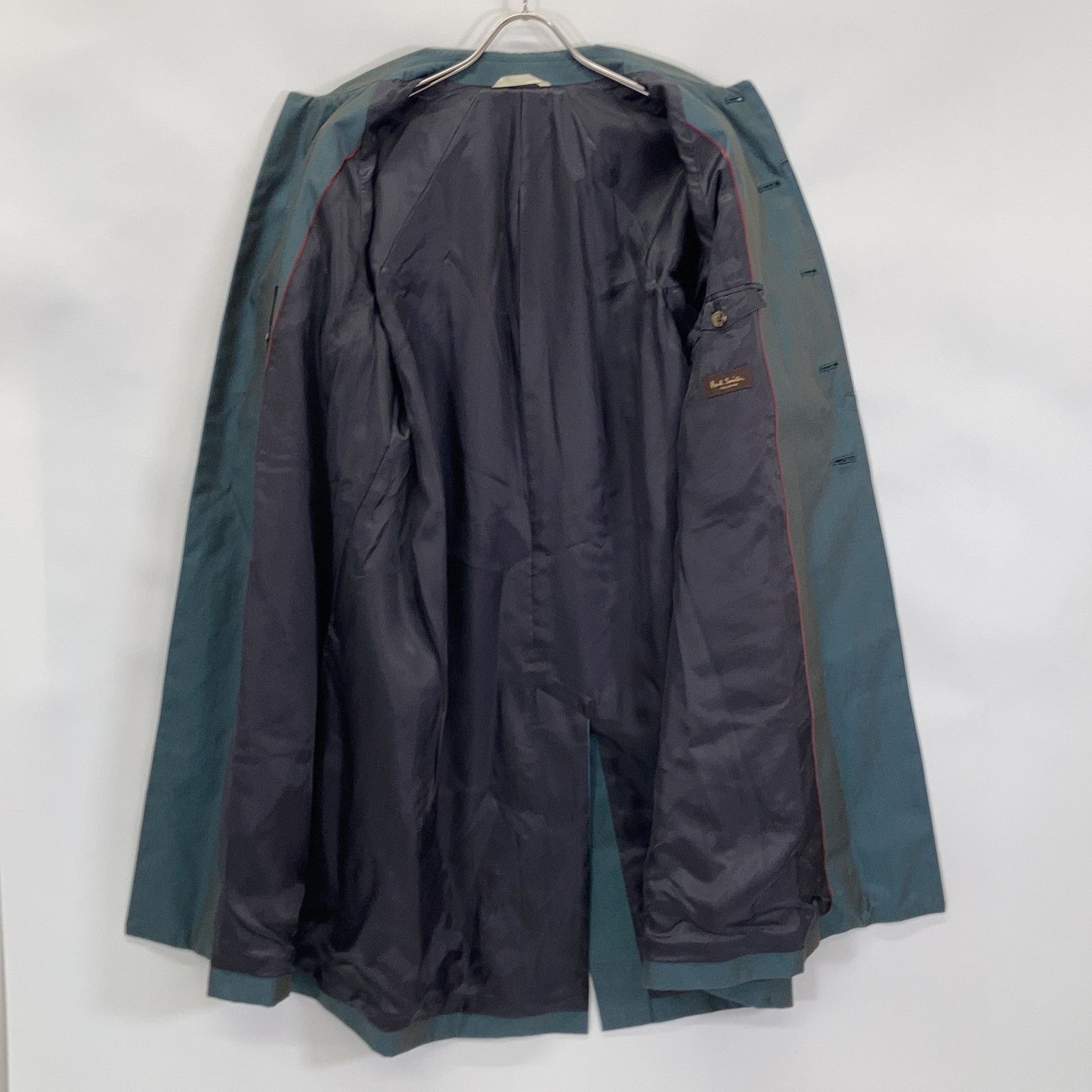 リネン 100% ポールスミス リネンコート L グリーン 希少カラー 春物 PaulSmith ポールスミス 4178 コットンギャバジン グリーン シングル