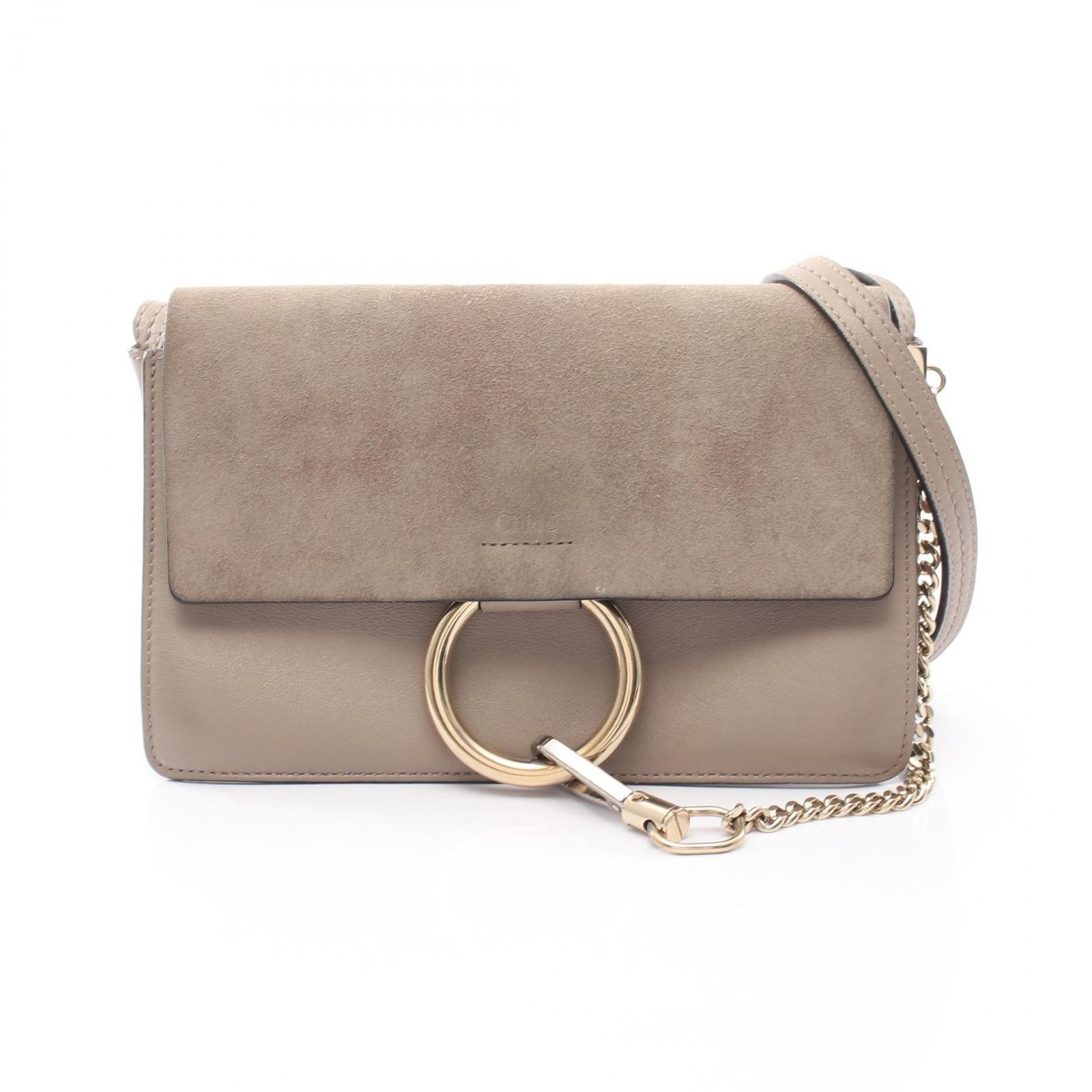 クロエ Chloe ショルダーバッグ FAYE フェイ グレー レザー スウェード フェイ ショルダー レディース Used B
