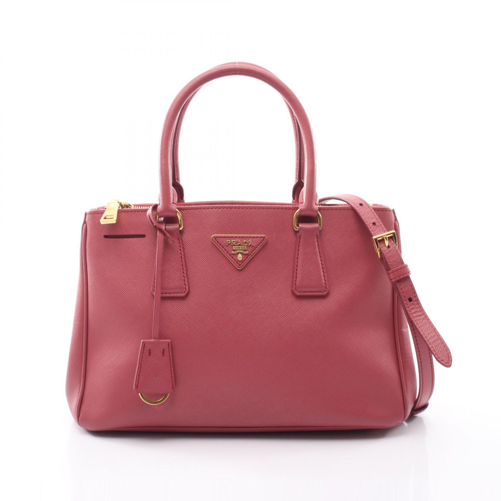 プラダ PRADA ハンドバッグ ガレリア 2WAY ピンク サフィアーノレザー ガレリア 2wayハンド レディース Used B