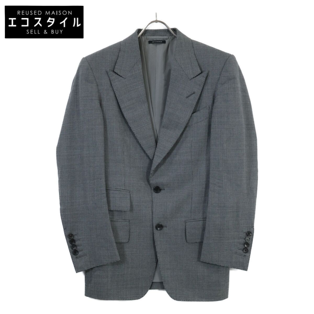トム大振りグレーブラックルチル他合計分 TOM FORD トムフォード 21AL41 322R83 グレンチェック ウール ピークド