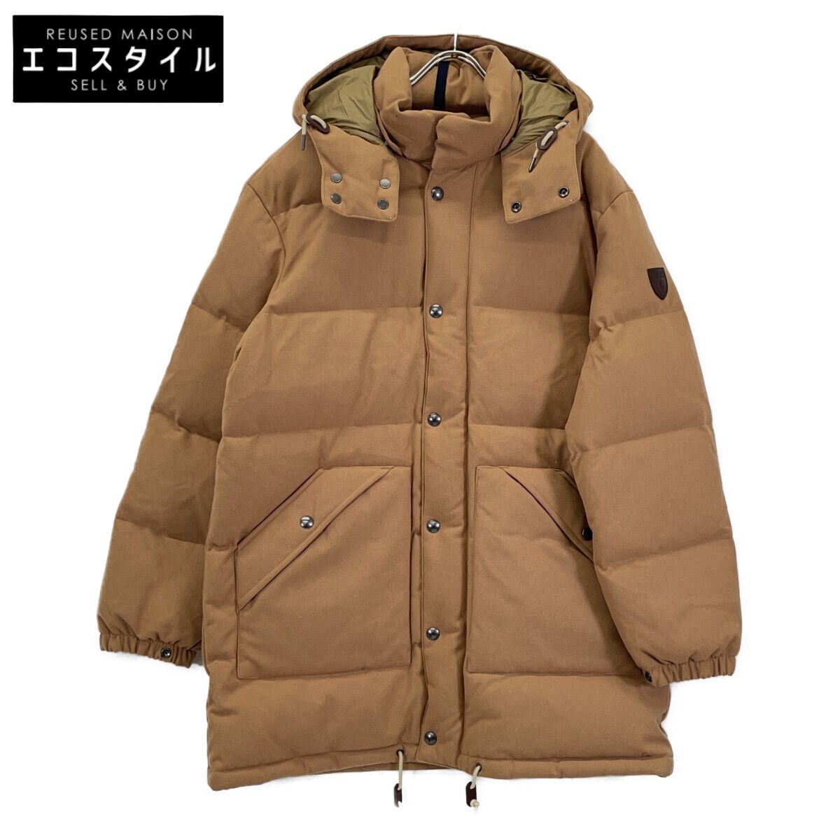 POLO RALPH LAUREN　ポロ ラルフローレン　ベージュ ウール フーデッド パデッド ダウン コート　L