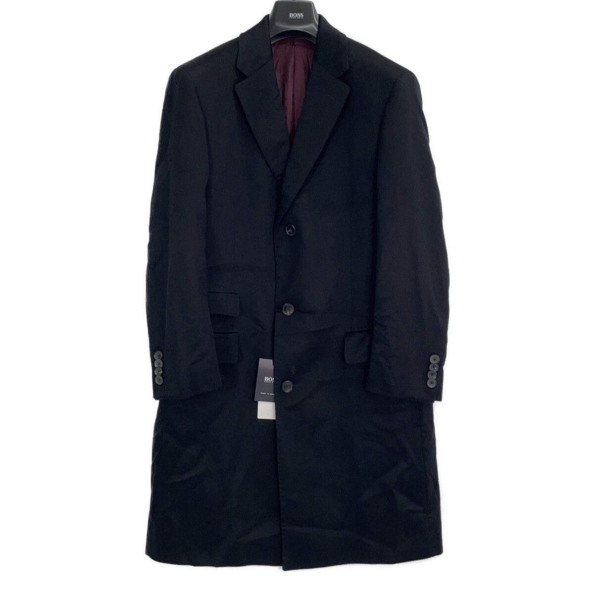 HUGOBOSS ヒューゴボス ブラック カシミヤ100 チェスターコート 表記