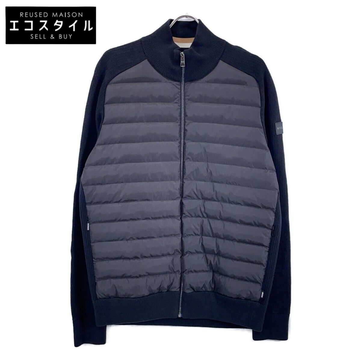 BOSS　ボス　50467702 ブラック レギュラーフィット パッド入りニット ブルゾン　XL