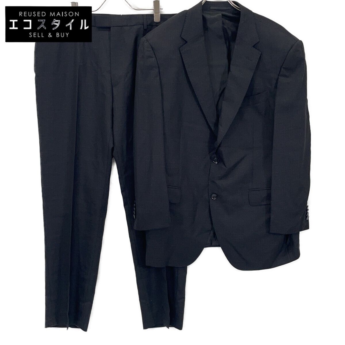 BOSS　ボス　ブラック ウール TAILORED 2Pスーツ セットアップ　44R