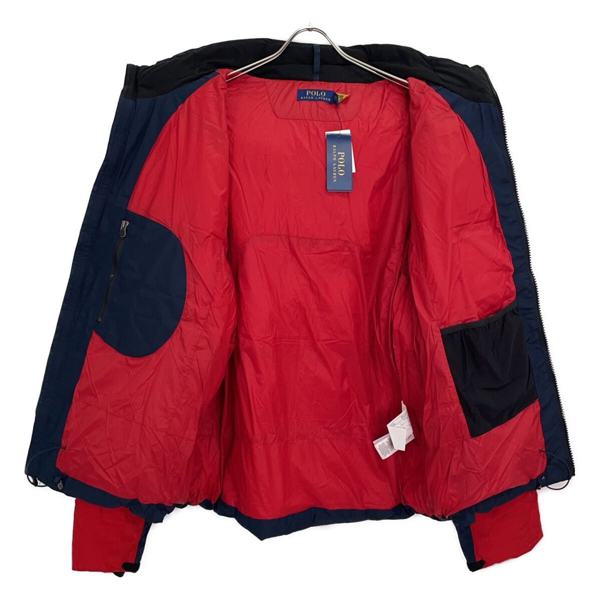 週末セール　美品✨ポロラルフローレンダウン　160 ㎝ ネイビー　裏地レッド POLO RALPH LAUREN ポロ ラルフローレン ネイビー×レッド ビッグポニー
