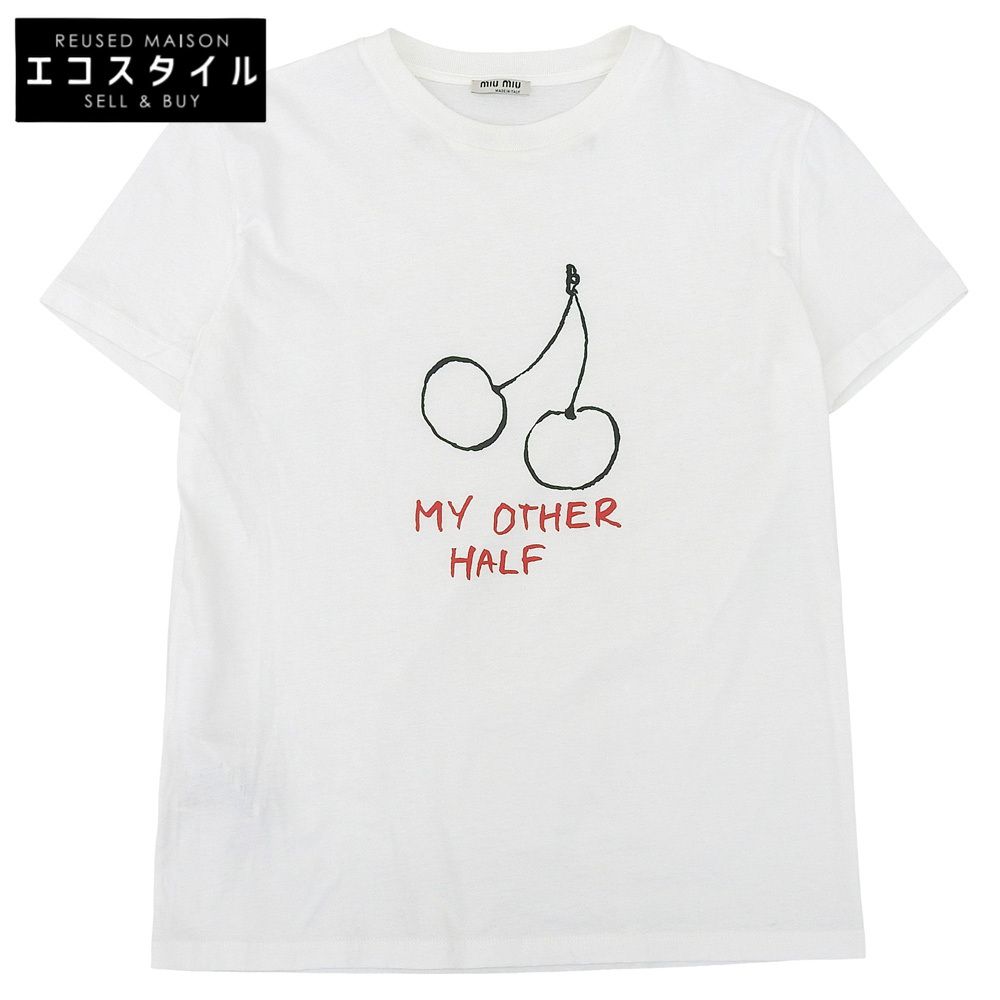 MIUMIU　ミュウミュウ　チェリー 半袖Tシャツ トップス レディース ホワイト XS MJN170 19年製　XS