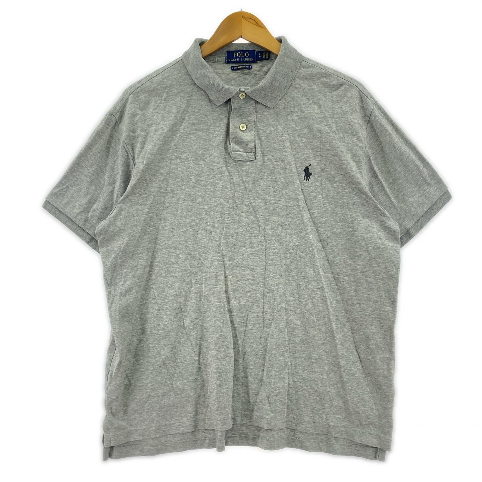 RALPH LAUREN ラルフローレン 半袖 ロゴ刺繍ポロシャツ sizeM/グレー