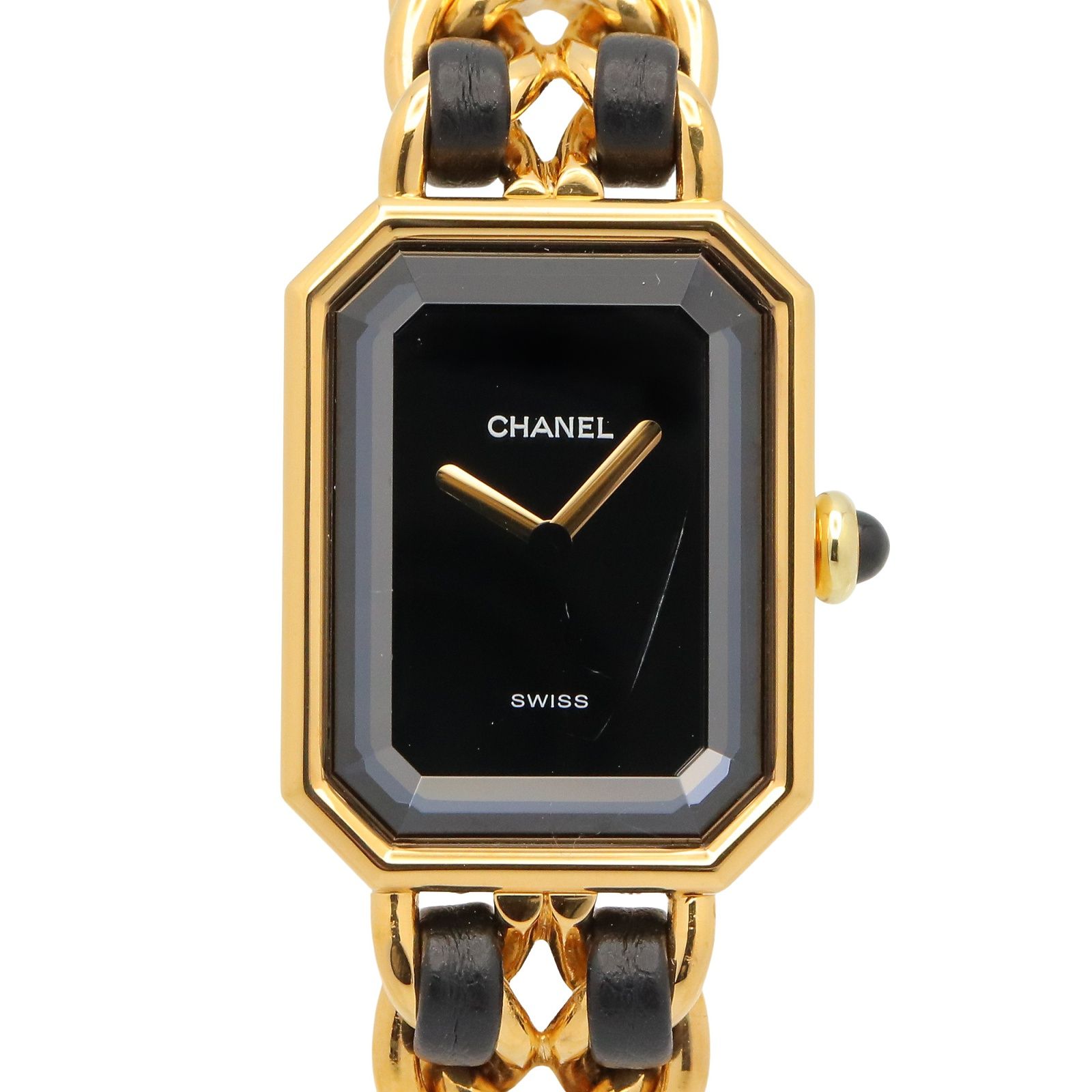 シャネル CHANEL 腕時計 プルミエール M H0001 ブラック GP（ゴールドメッキ） レザー プルミエール M レディース Used A