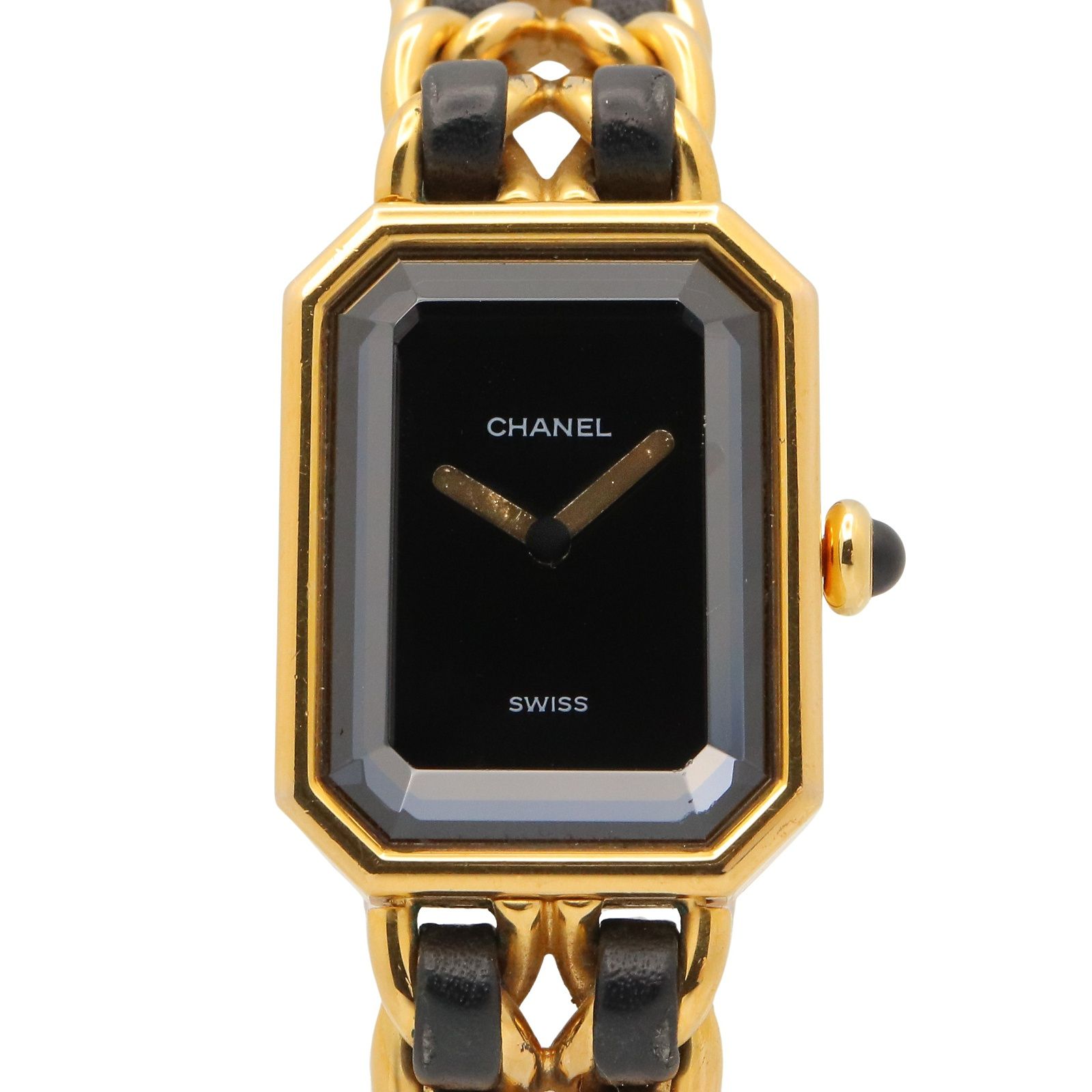 シャネル CHANEL 腕時計 プルミエール H0001 ブラック GP（ゴールドメッキ） レザー プルミエール M レディース Used A