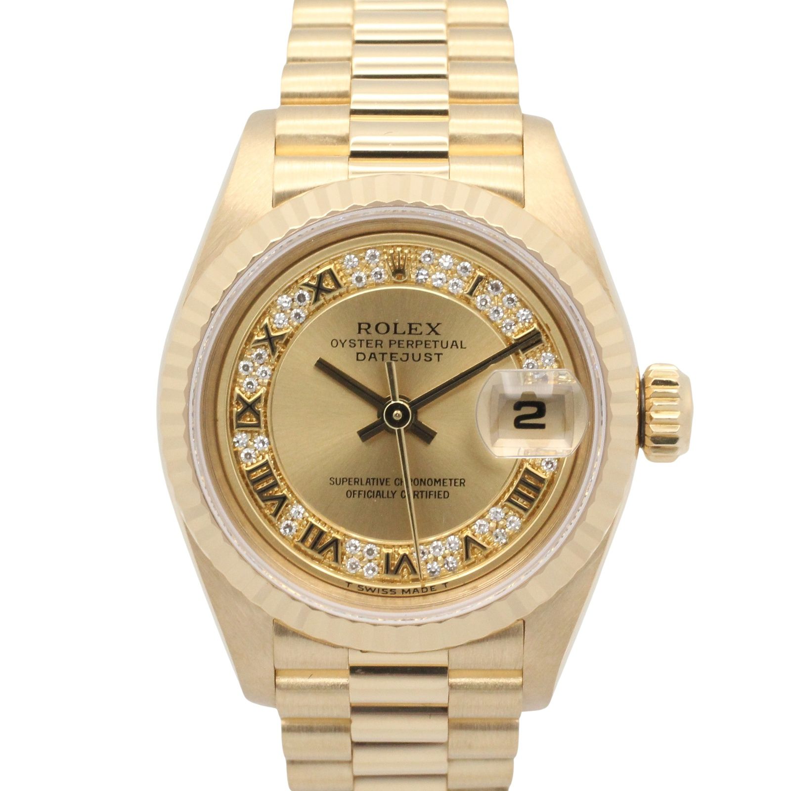 ロレックス ROLEX 腕時計 デイトジャスト ミリヤードダイヤ W番 69178MR CH/MIL/RO K18（イエローゴールド） ダイヤモンド デイトジャスト ミリヤードダイヤ W番 レディース