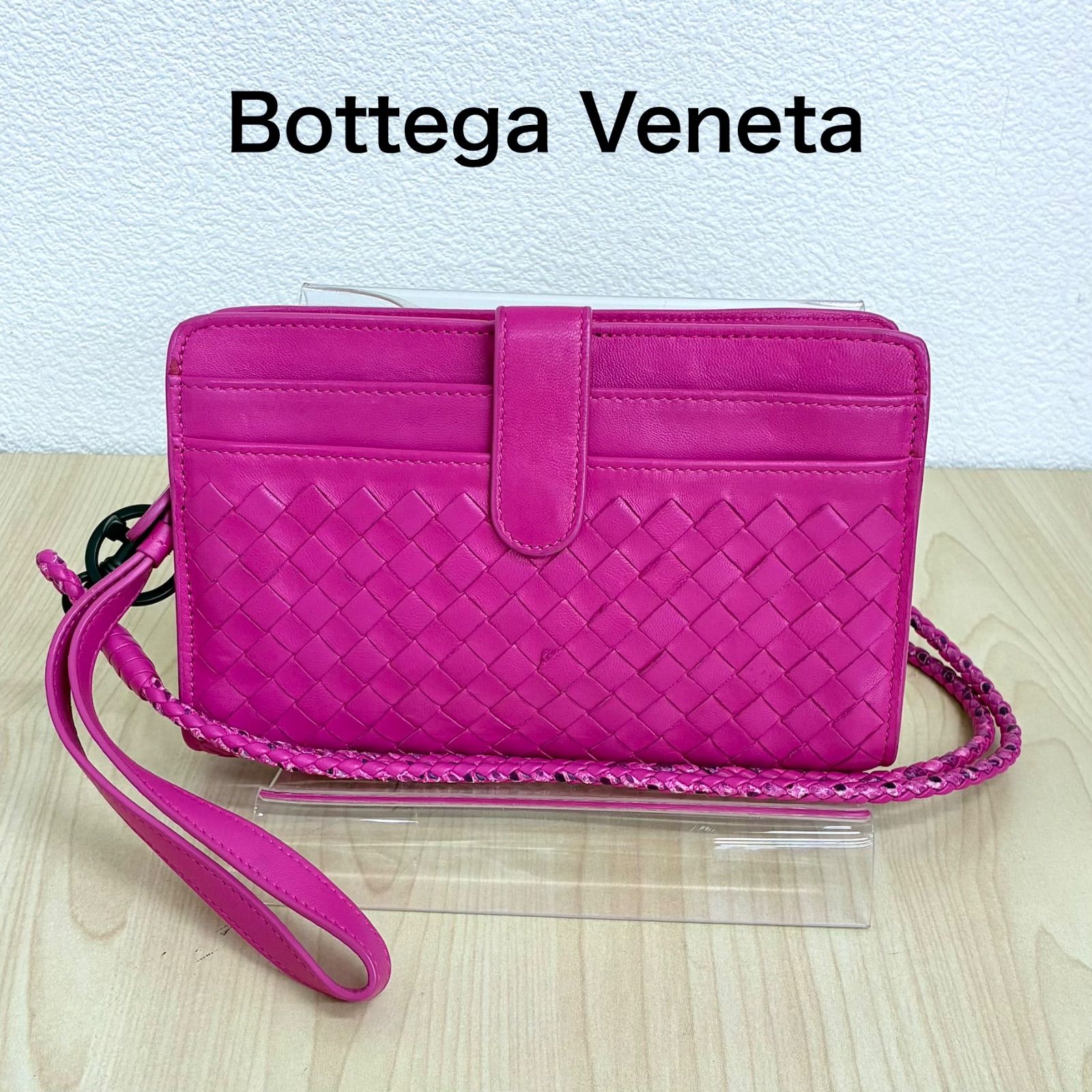 【ボッテガべネタ BOTTEGA VENETA】イントレチャートPKポーチバッグ 保存袋付 ピンク ⭐︎