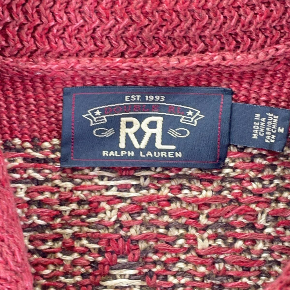 RRL ダブルアールエル 【美品/国内正規】782911229001 リネンブレンド ショールカラー インターシャ ニットセーター/ M RRL ダブルアールエル 【美品/国内正規】782911229001 リネンブレンド