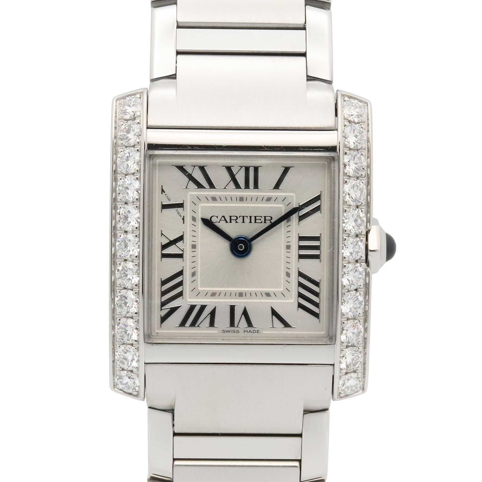 カルティエ CARTIER 腕時計 タンクフランセーズ SM ダイヤベゼル W4TA0020 シルバー ステンレススチール ダイヤモンド タンクフランセーズ SM ダイヤベゼル レディース