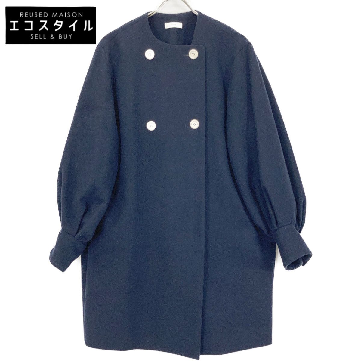 yori ダブルパフスリーブコート ネイビー yori ヨリ YR2125-113AW-4 ネイビー ダブルパフスリーブ コート F