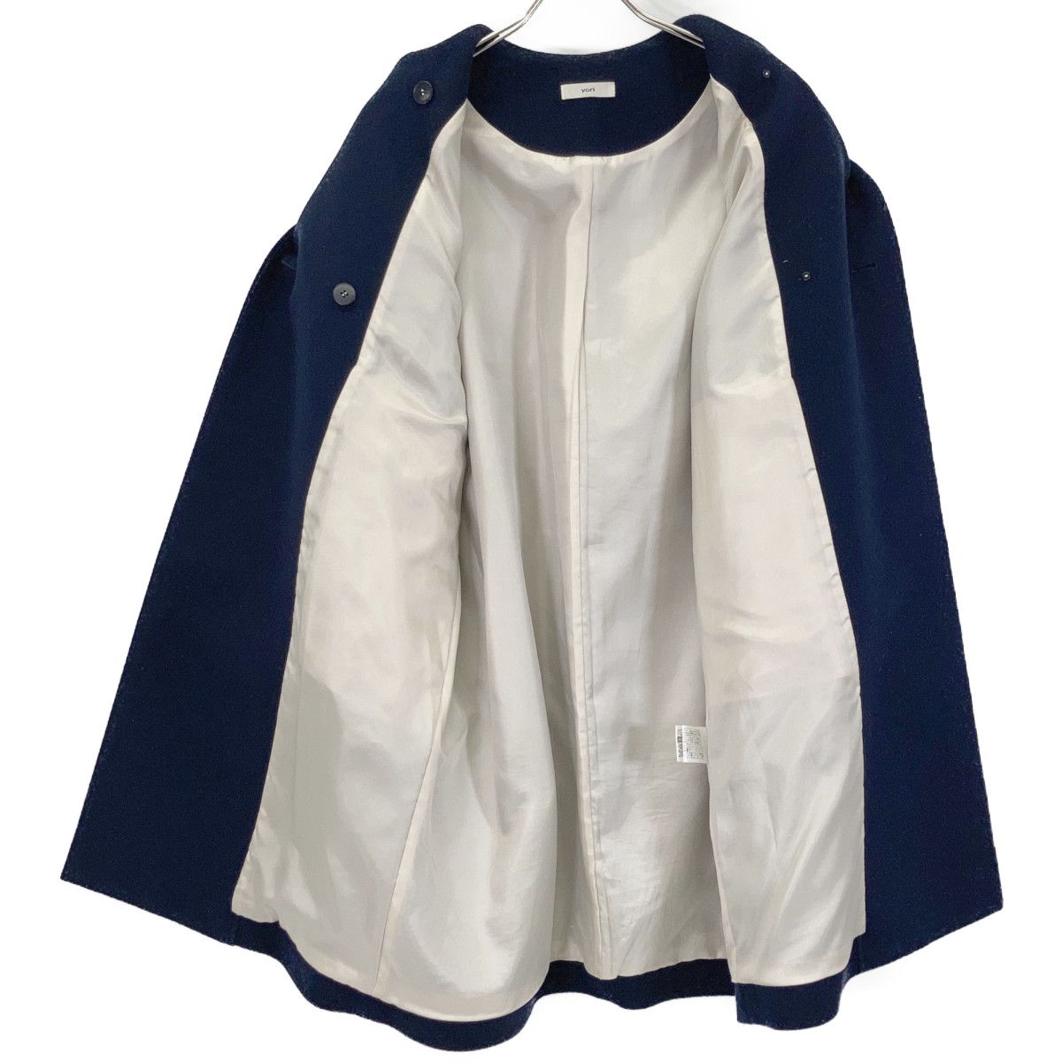 yori ヨリ YR2125-113AW-4 ネイビー ダブルパフスリーブ コート F