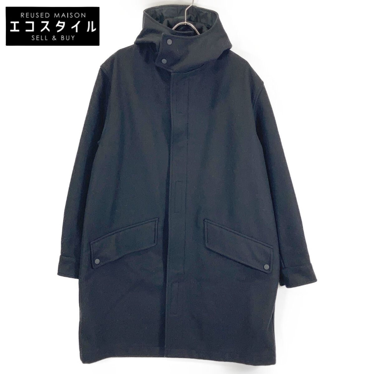 C.P.COMPANY　シーピーカンパニー　00's 31184853 ブラック ウールナイロン オーバーサイズフーディコート　S