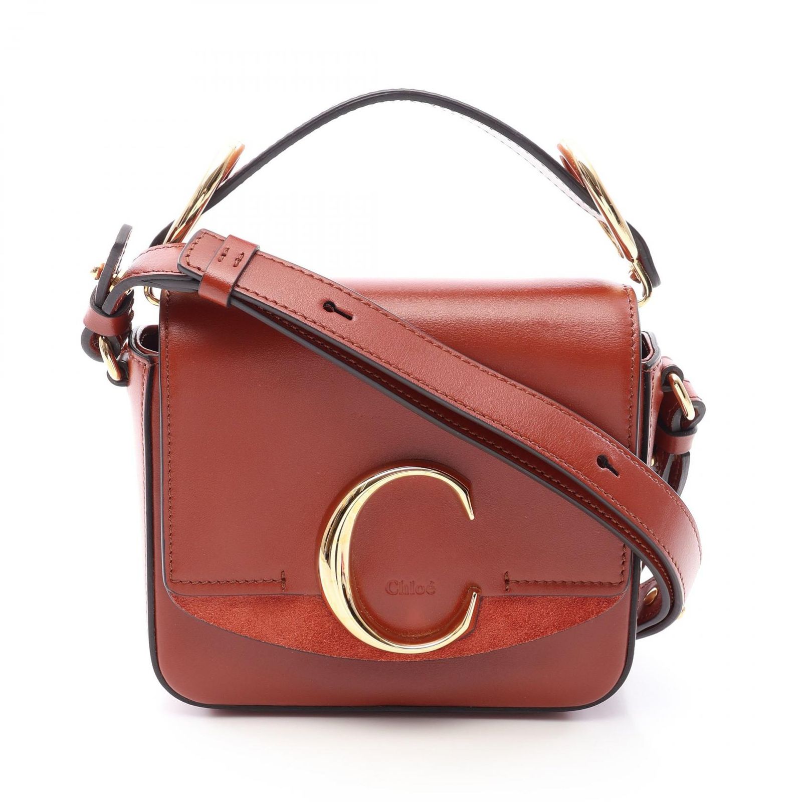 クロエ Chloe ハンドバッグ CHLOE C クロエシー 2WAY ブラウン レザー ChloeC ミニバッグ レディース Used A