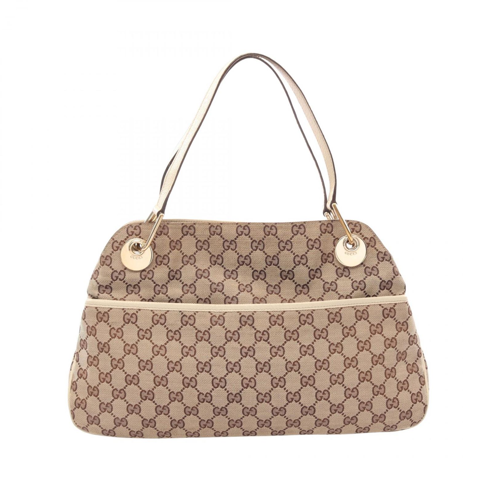 グッチ GUCCI ショルダーバッグ GGキャンバス 121023 ベージュ/アイボリー キャンバス レザー エクリプス トートバッグ レディース Used B