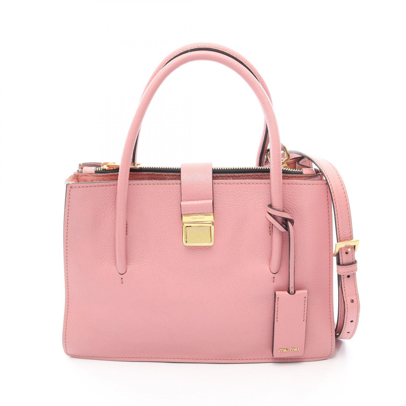 ミュウ ミュウ Miu Miu ハンドバッグ MADRAS マドラス 2WAY ピンク レザー マドラス 2wayショルダー レディース Used B