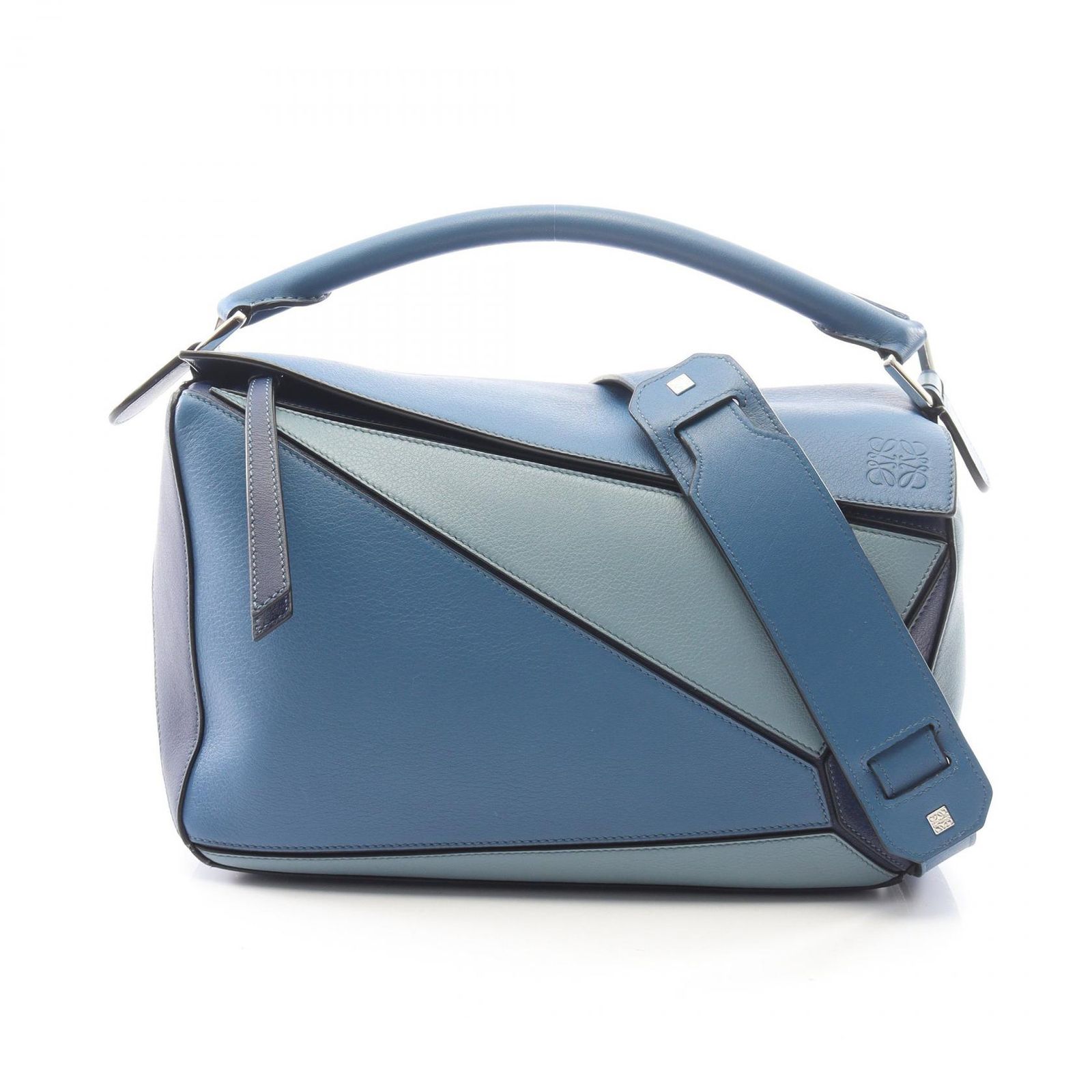 ロエベ LOEWE ハンドバッグ パズルバッグ ミディアム 2WAY ブルー レザー パズルバッグ ミディアム レディース Used A