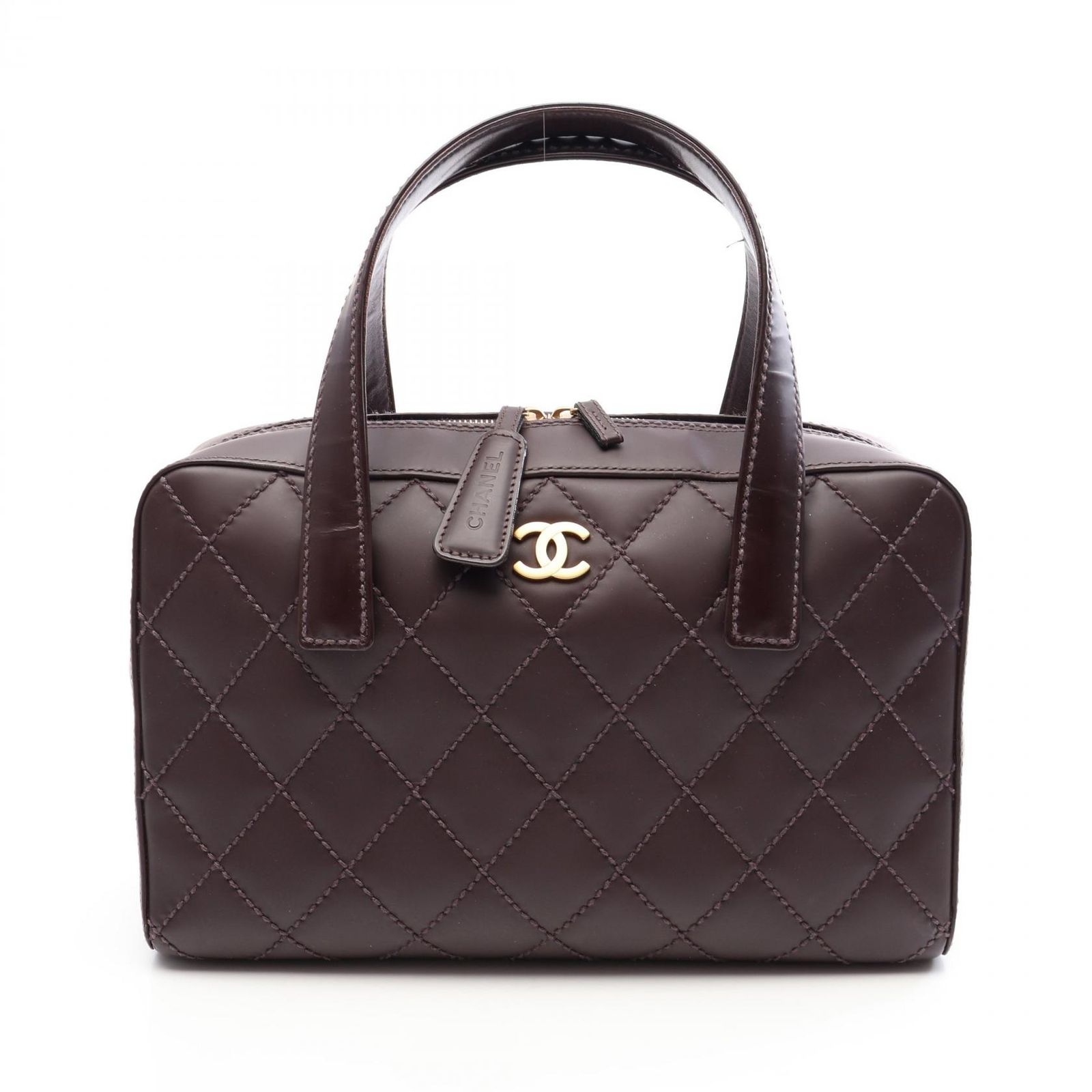 シャネル CHANEL ハンドバッグ ワイルドステッチ ワイン レザー ワイルドステッチ ハンドバッグ レディース Used B