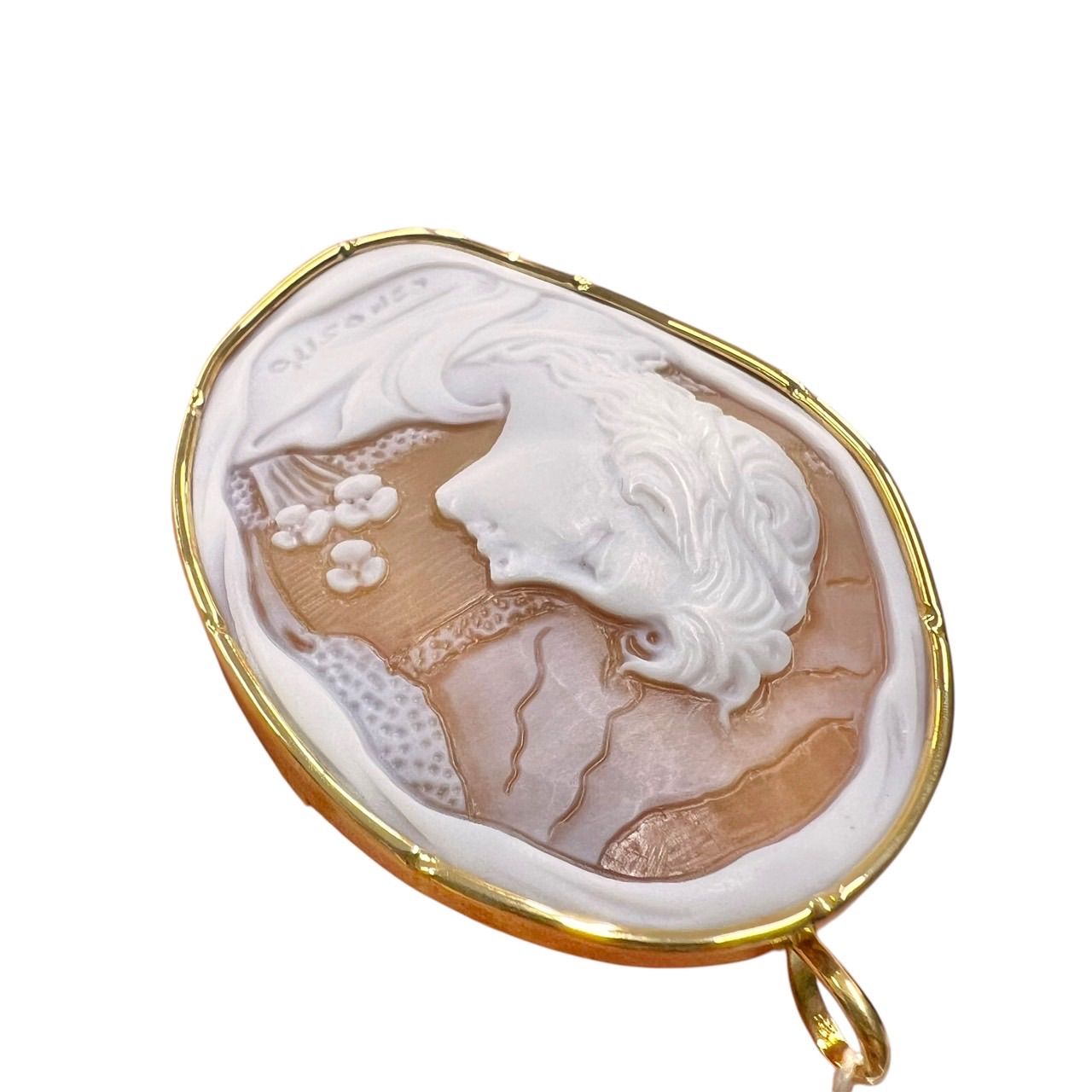 エスポジート作 CAMEO BAMBINO ITALY K18 シェルカメオ ブローチ