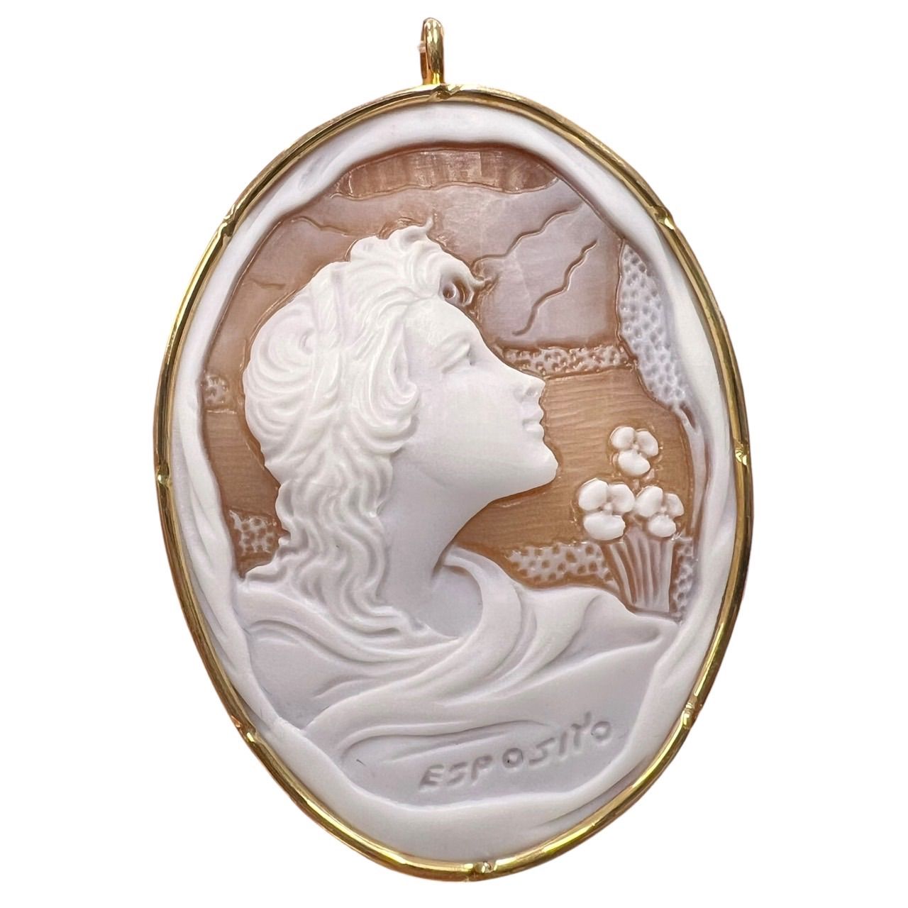 エスポジート作 CAMEO BAMBINO ITALY K18 シェルカメオ ブローチ