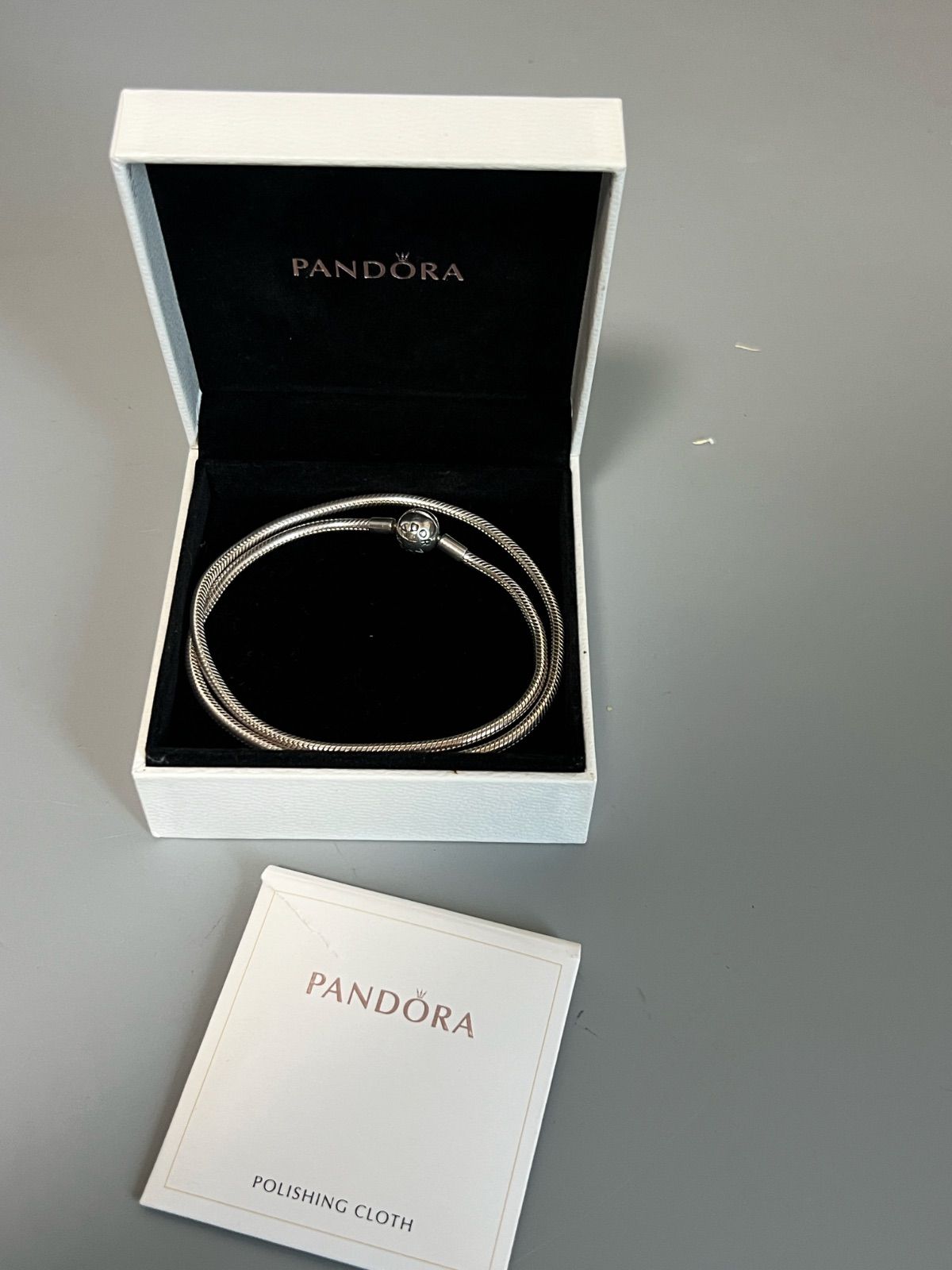 PANDORA 925シルバー スネークチェーン ブレスレット 45cm 美品 送料込