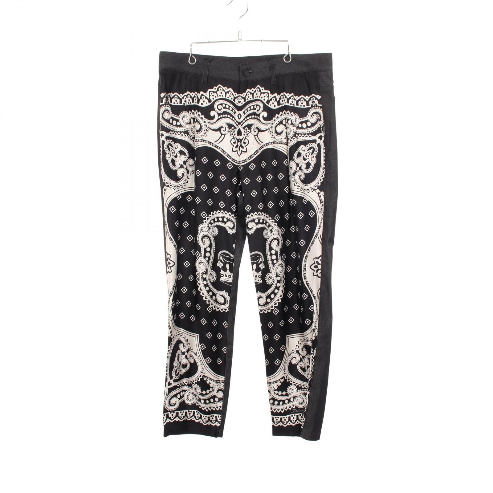 ドルチェアンドガッバーナ DOLCE & GABBANA デニムパンツ ペイズリー柄 切替 シルク コットン デニム メンズ 未使用