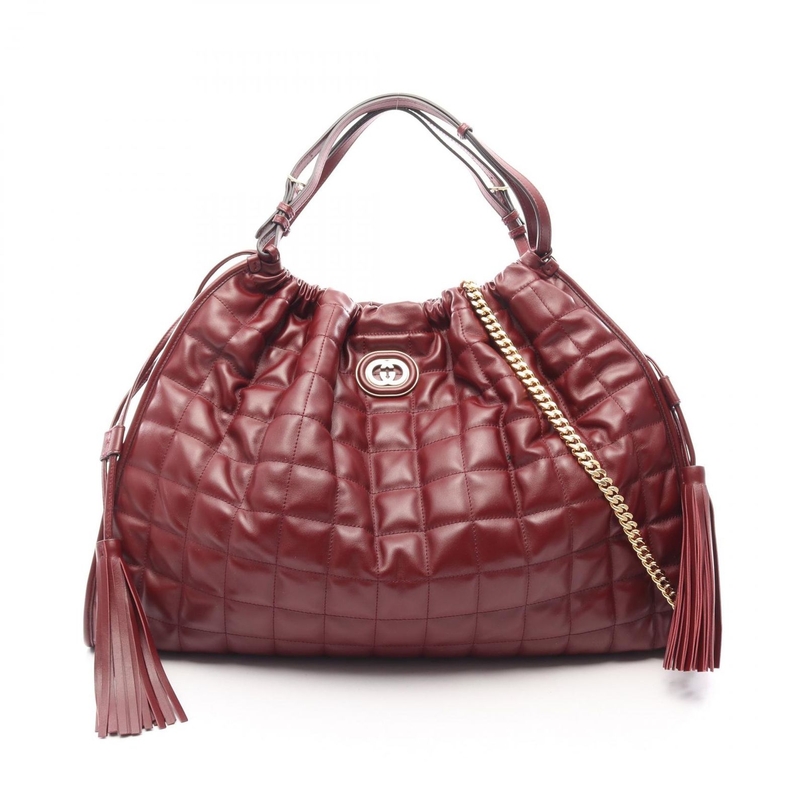 グッチ GUCCI トートバッグ グッチ デコ ラージ 2WAY 746209 ワインレッド レザー グッチ デコ ラージ 2wayトート レディース Used A