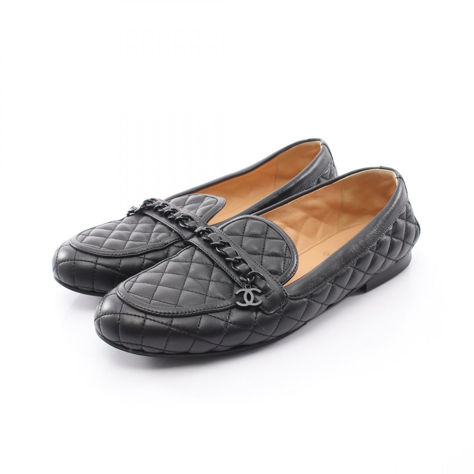 シャネル CHANEL ローファー マトラッセ G37312 ブラック ラムスキン（羊革） マトラッセ ローファー ココマークチャーム レディース Used B