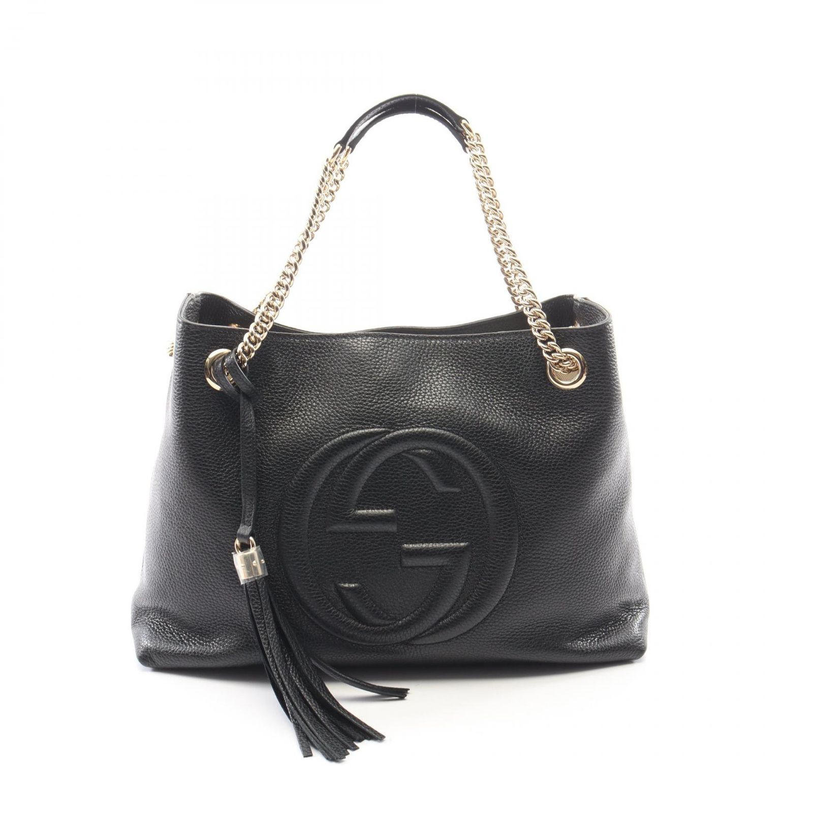 グッチ GUCCI ショルダーバッグ ソーホー インターロッキングG 536196 ブラック レザー ソーホー インターロッキングG チェーンショルダー レディース Used A