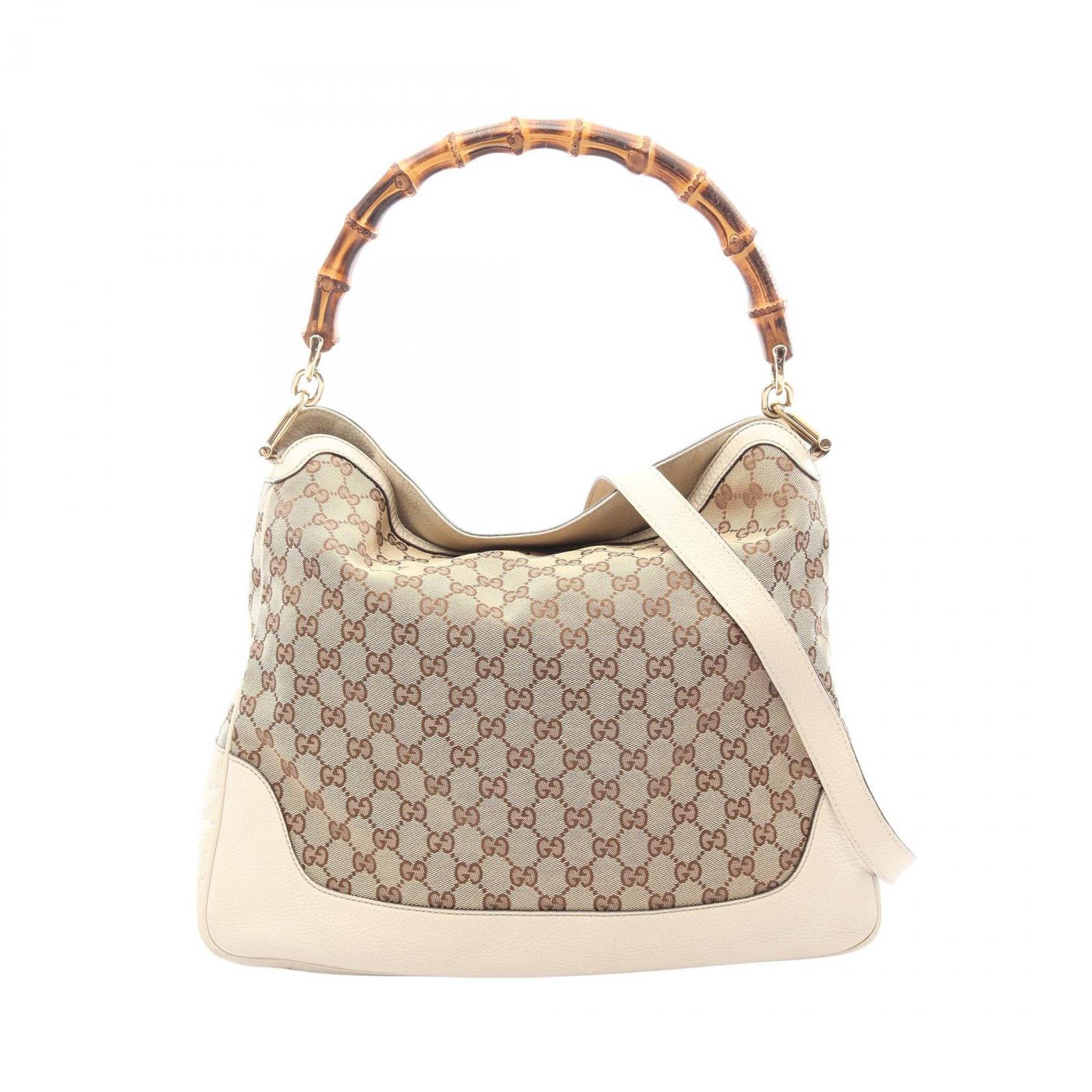グッチ GUCCI ショルダーバッグ ダイアナ バンブー 2WAY 282315 ベージュ/アイボリー キャンバス レザー バンブー ダイアナ 2wayショルダー レディース Used B 57,480円