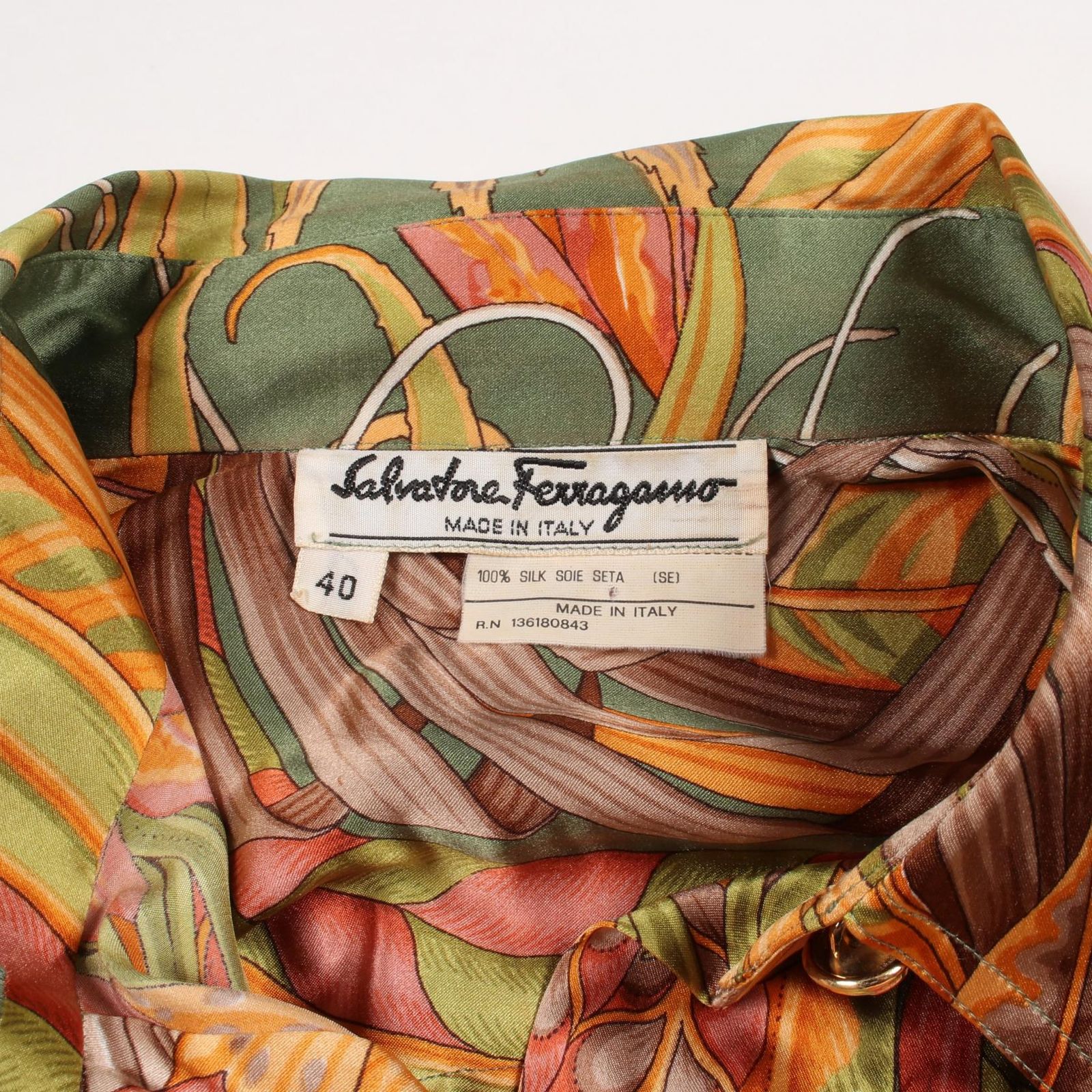 サルヴァトーレフェラガモ Salvatore Ferragamo 総柄 長袖 シルク 