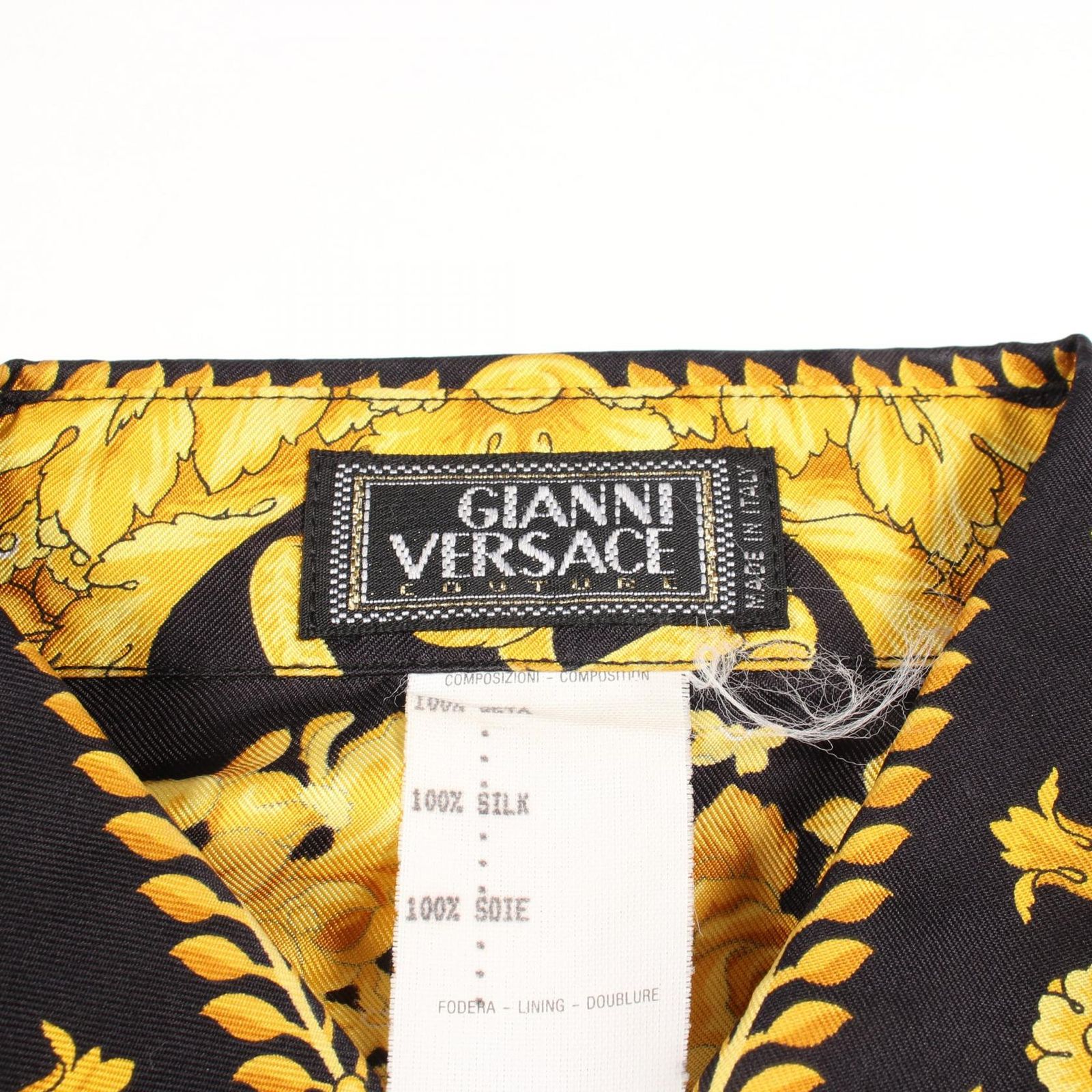 【美品】VERSACE ブラウス ヴェルサーチ VERSACE 総柄 長袖 シルク ブラウス レディース Used A