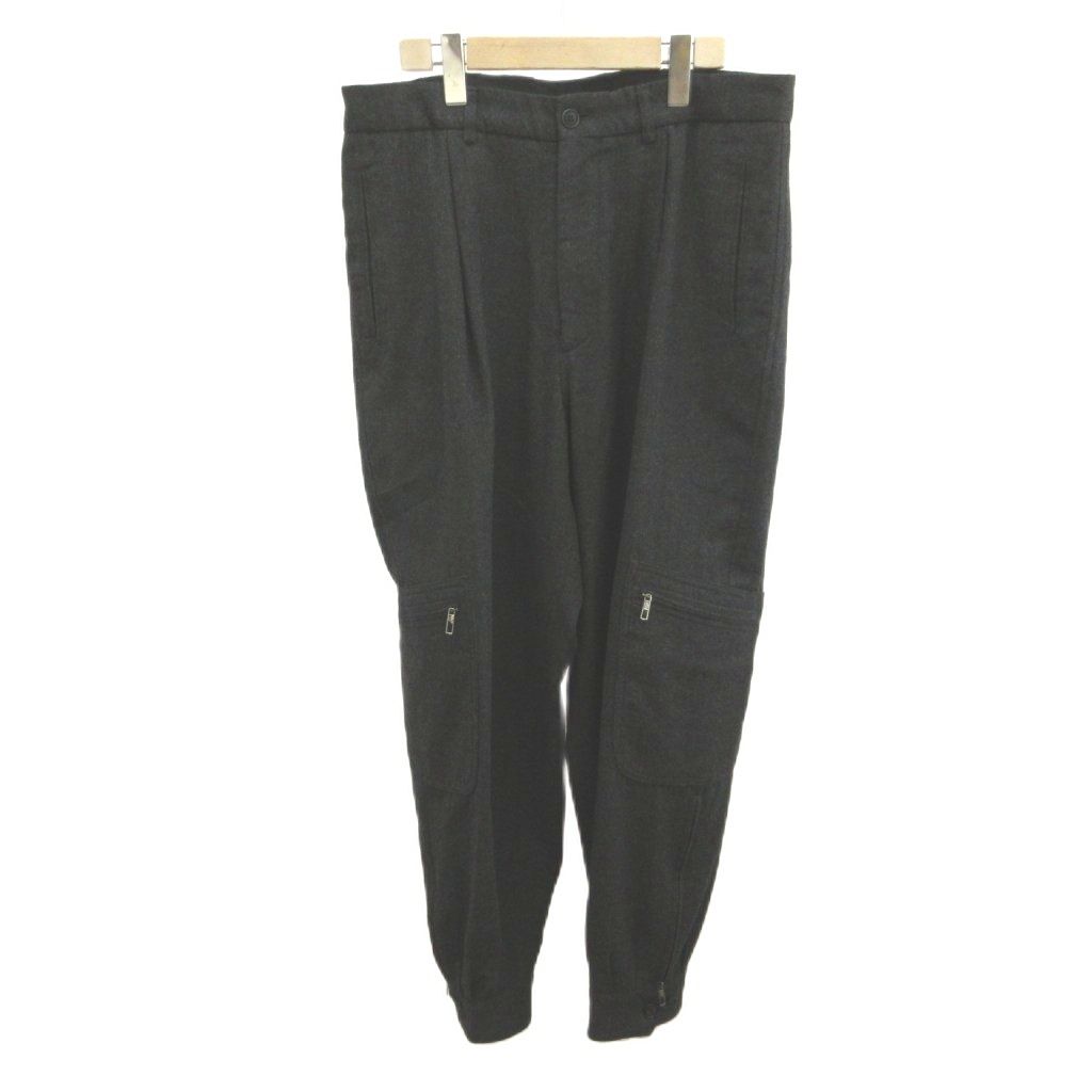 ジョルジオアルマーニ GIORGIO ARMANI カーゴパンツ 50 ダークグレー ウール 1タック ジップポケット / 8WGPP016 T0091 NP ■GY19