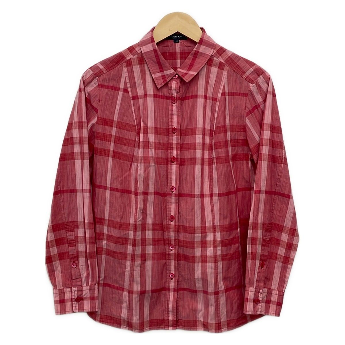 Burberry LONDON(バーバリーロンドン) 長袖シャツブラウス サイズ44 XL レディース レッド×ライトピンク チェック柄