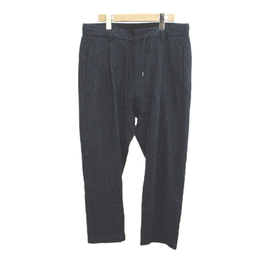 エンポリオアルマーニ EMPORIO ARMANI パンツ 絹 シルク 48 紺 ネイビー 総柄 1タック ドローストリング ネップツイード風 / Z1P790 Z1227 NP ■GY19