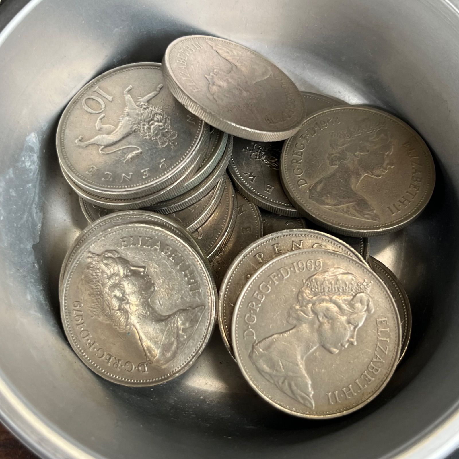 古銭】イギリス 50ペンス硬貨 約203gまとめ売り 七角形コイン 女王