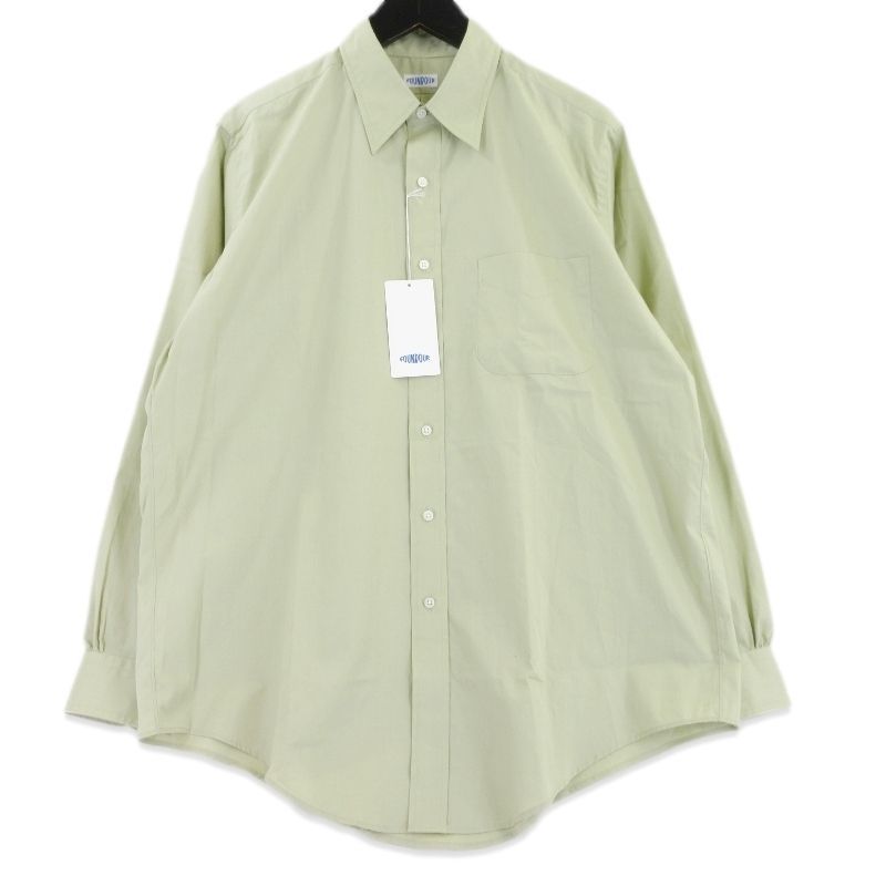 未使用 FOUNDOUR ファウンダ COTTON BROAD REGULAR COLLAR SHIRT 015FD261021 コットンブロード グリーン 0 99001195