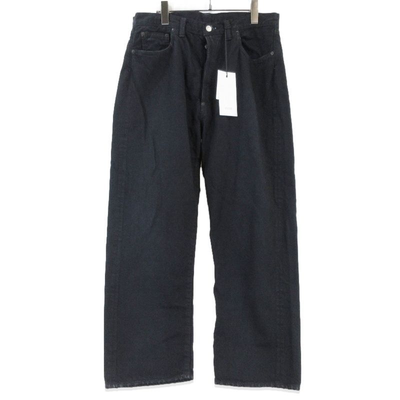 美品 A.PRESSE アプレッセ ウォッシュドワイドパンツ 24AAP-04-20H 24AW No.37 Washed Wide Denim Pants ブラック 黒 32 99001200