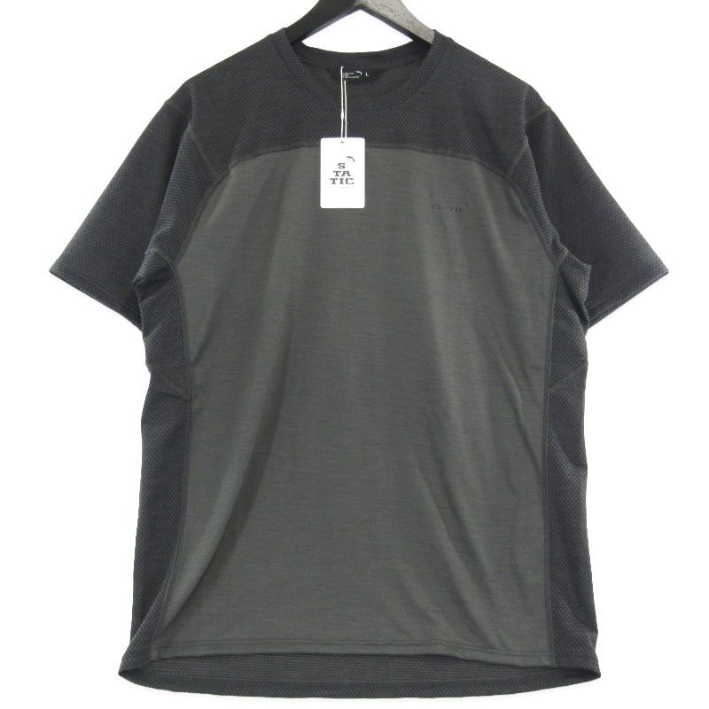 未使用 STATIC スタティック Chord Wool S/S Shirts 105202 コードウール スリーブレスシャツ アスレチックフィット Carbon L 61005846