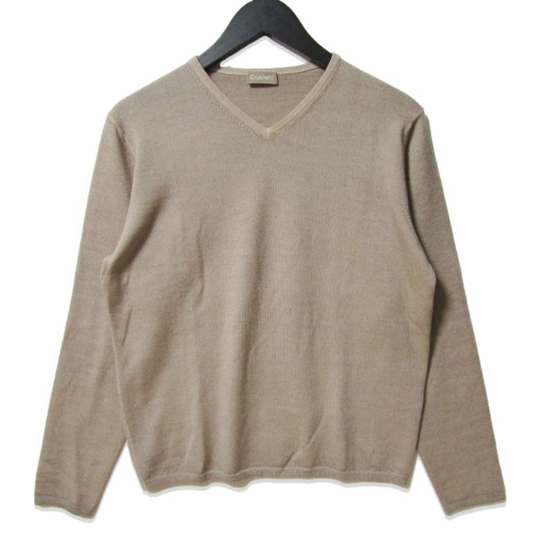 クルチアーニ Cruciani ニットポロ ベージュ サイズ46 【極美品】 Cruciani クルチアーニ Vネック ニット ハイゲージ ウール イタリア製