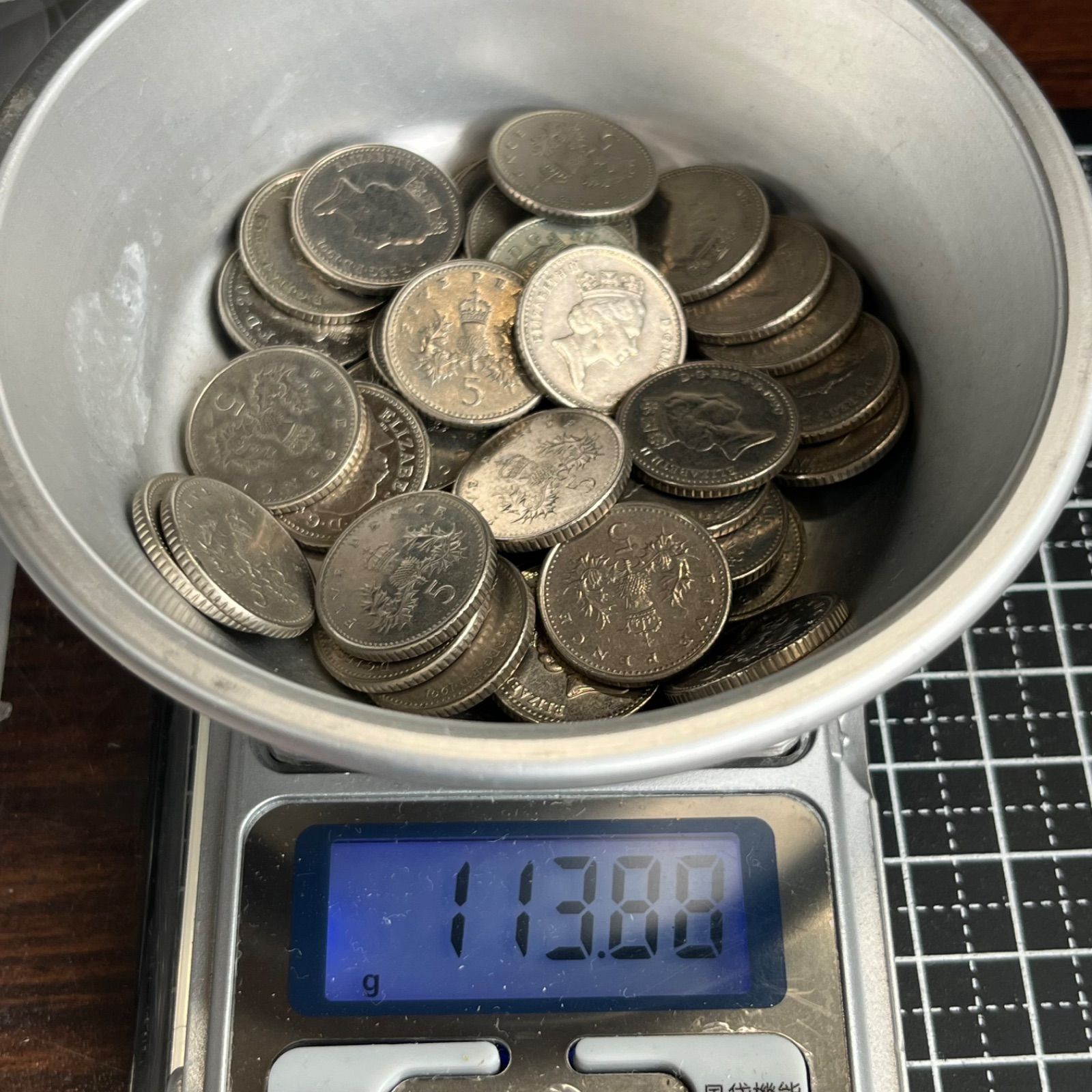 古銭】イギリス 5ペンス硬貨 約113gまとめ売り 王冠アザミ紋章デザイン